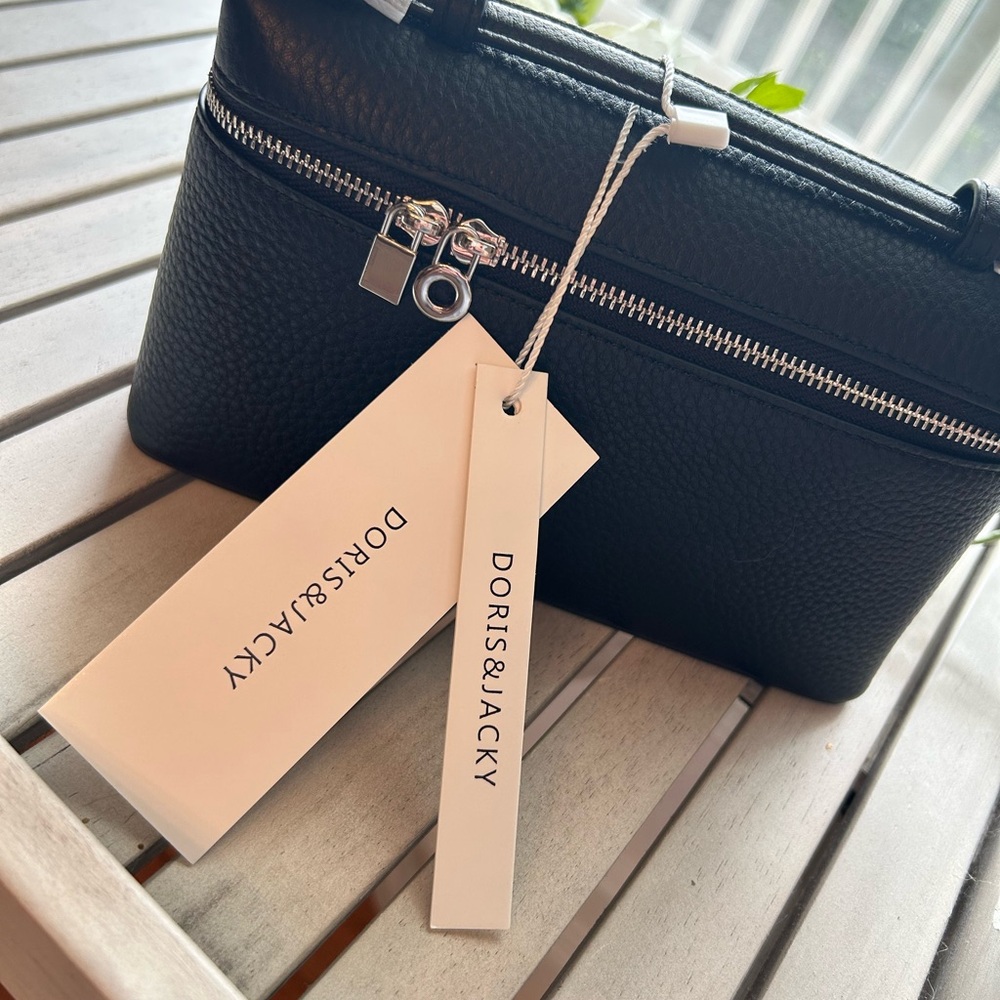 Black Leather Mini Crossbody Bag by Doris & Jacky